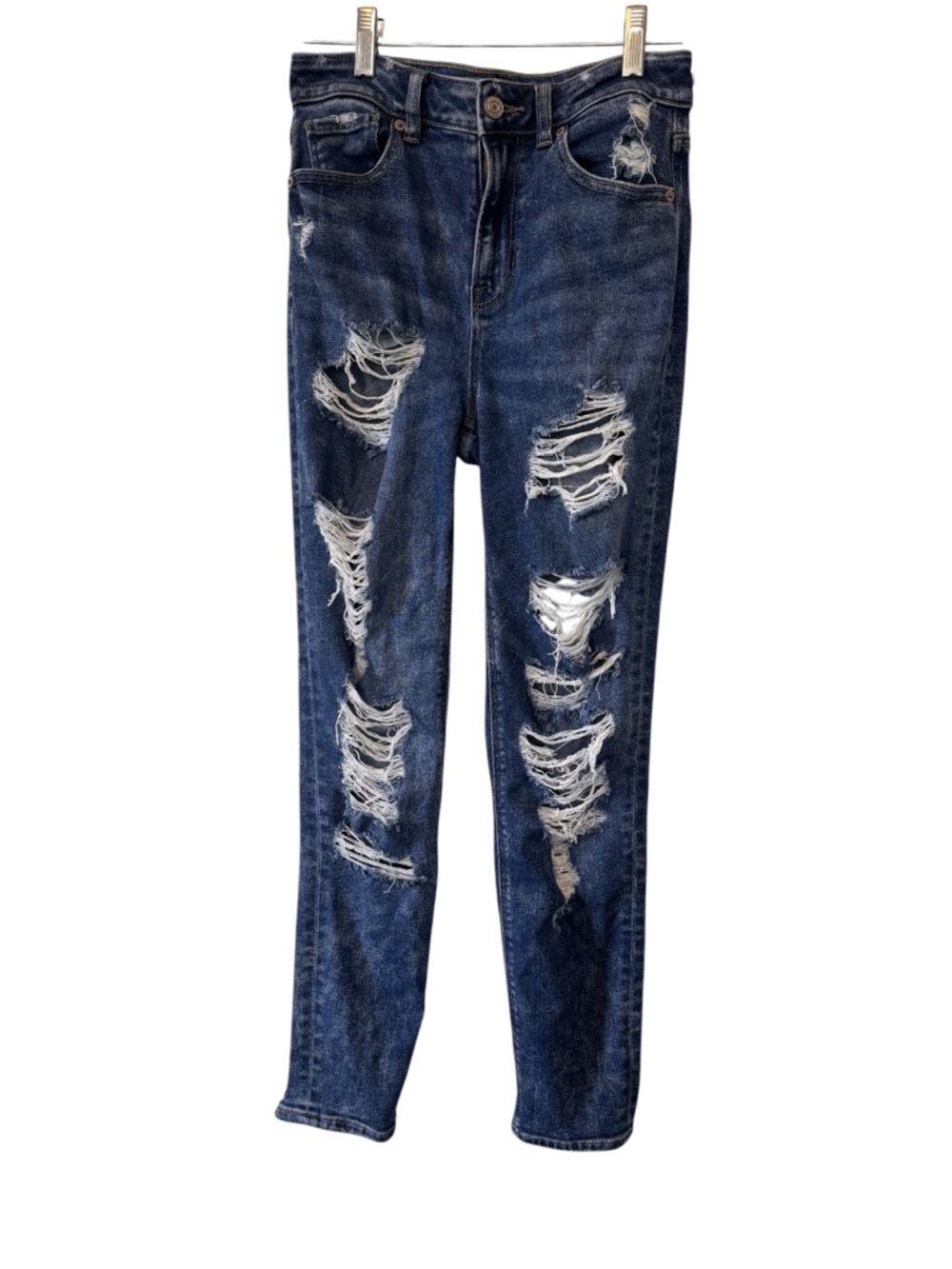 American Eagle Dark Blue Distressed Stretched Jeans Size 00 Regular